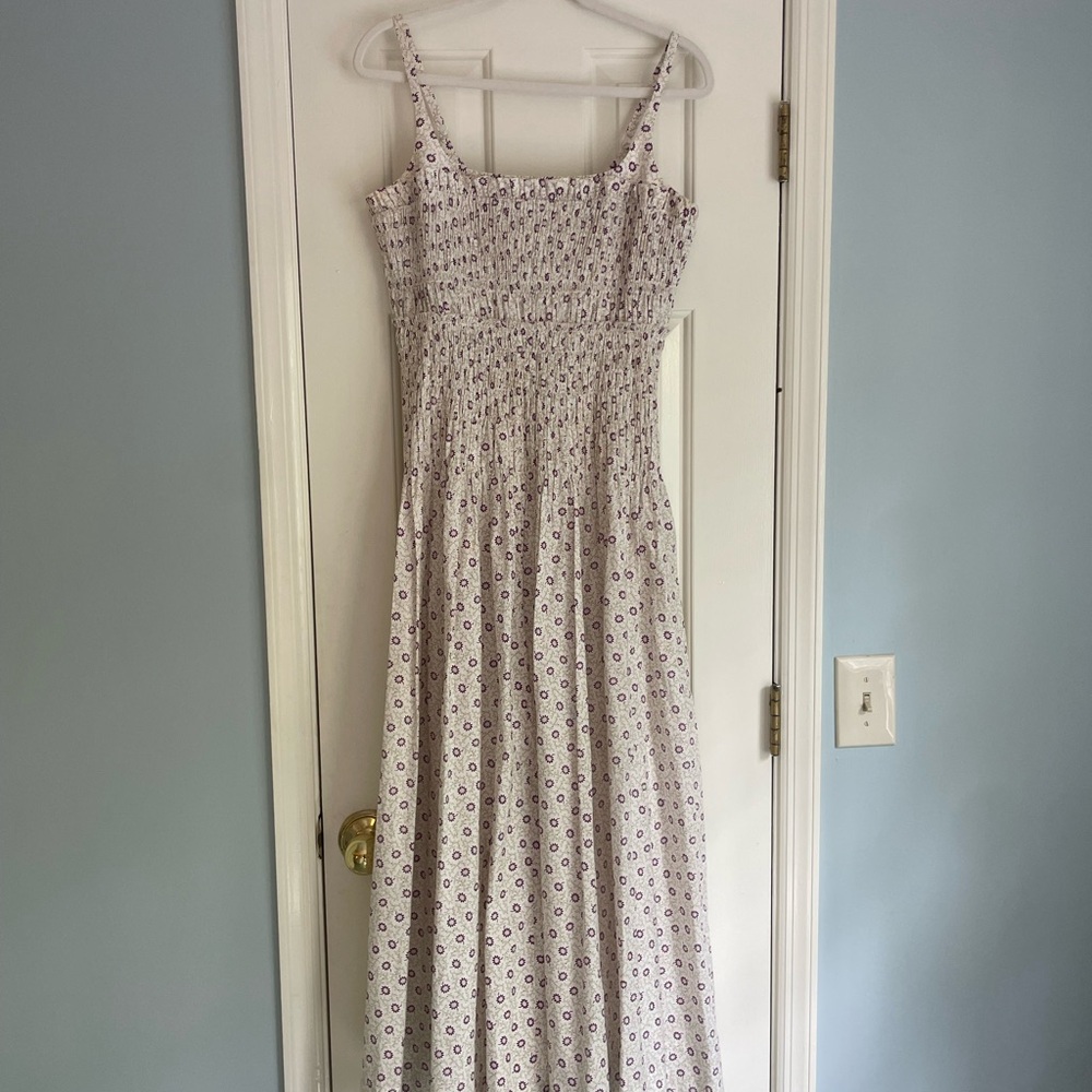Rebecca Taylor Cream Smocked Maxi Dress for Wedding Guest